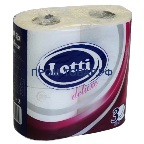 Туалетная бумага "Lotti", 3 слоя, втулка, белая, с тиснением, с перфорацией, 144 листа, 4 рулона
